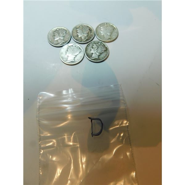5-USA MERCURY HEAD DIMES, SILVER