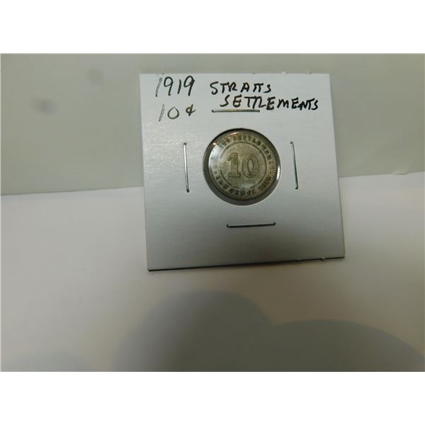 1919 STRAITS SETTLEMENT TEN CENTS, SILVER