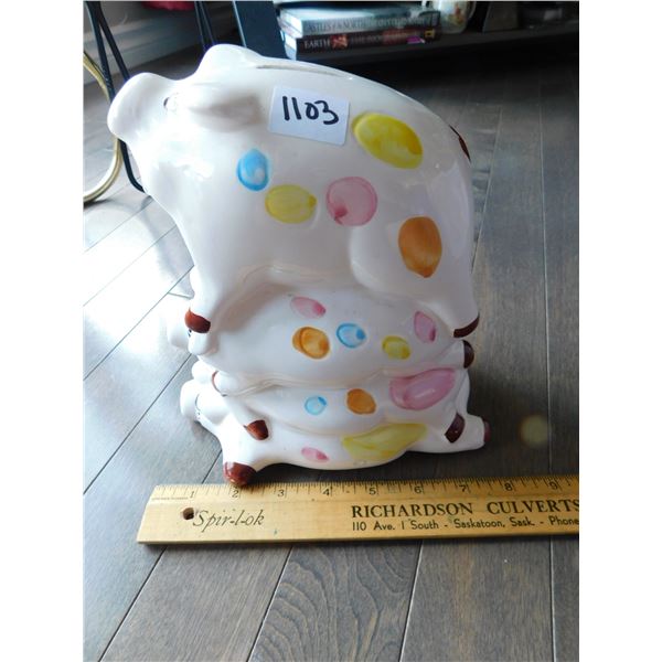 STACKED PIGS CERAMIC COIN BANK