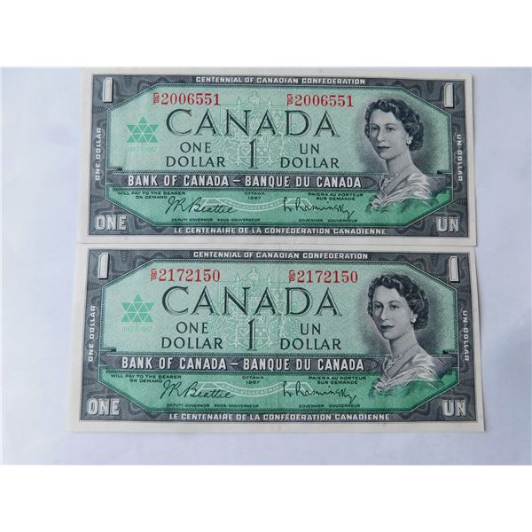 2-CENTENNIAL DOLLAR BILLS CONSECUTIVE SERIAL NUMBERS