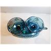 Image 2 : INDIANNA BLUE CARNIVAL GLASS, HARVEST, CREAM SUGAR ON PLATE