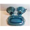 Image 3 : INDIANNA BLUE CARNIVAL GLASS, HARVEST, CREAM SUGAR ON PLATE