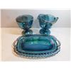 Image 4 : INDIANNA BLUE CARNIVAL GLASS, HARVEST, CREAM SUGAR ON PLATE
