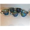 Image 3 : 5-INDIANNA BLUE IRRADESCENT CARNIVAL GLASS CUPS