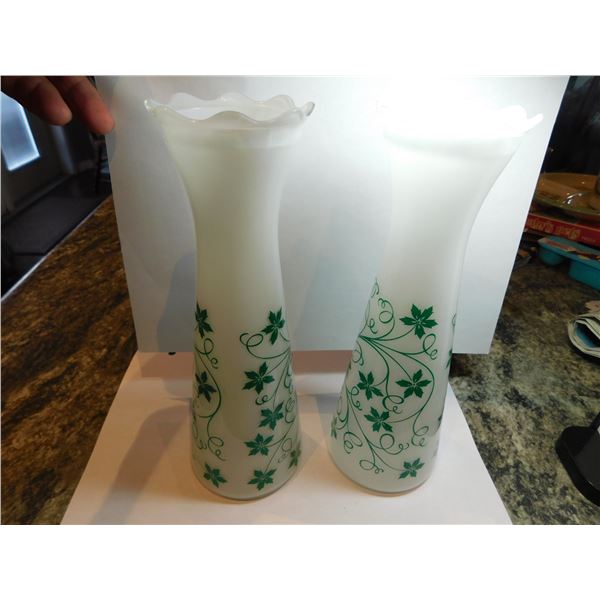 2-FLORAL PATTERN FLUTED BUD VASES