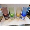 Image 1 : 4-THICK BASED ART GLASS SHOT GLASSES, JEWEL COLORED