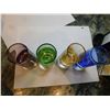 Image 2 : 4-THICK BASED ART GLASS SHOT GLASSES, JEWEL COLORED