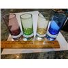 Image 4 : 4-THICK BASED ART GLASS SHOT GLASSES, JEWEL COLORED