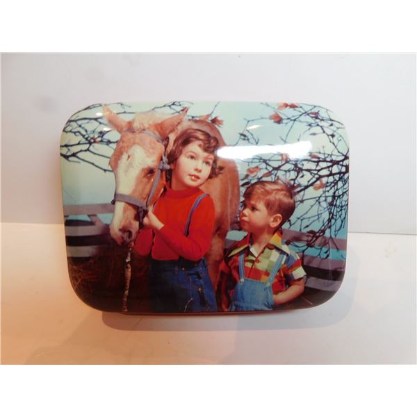 VINTAGE RILEY’S TOFFEE TIN, HORSE, AND CHILDREN