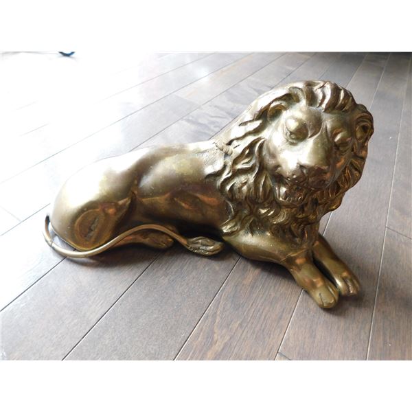 LARGE BRASS LION FIGURINE