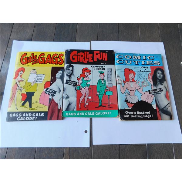3-NUDIE COMIC BOOKS, VINTAGE 1970’S