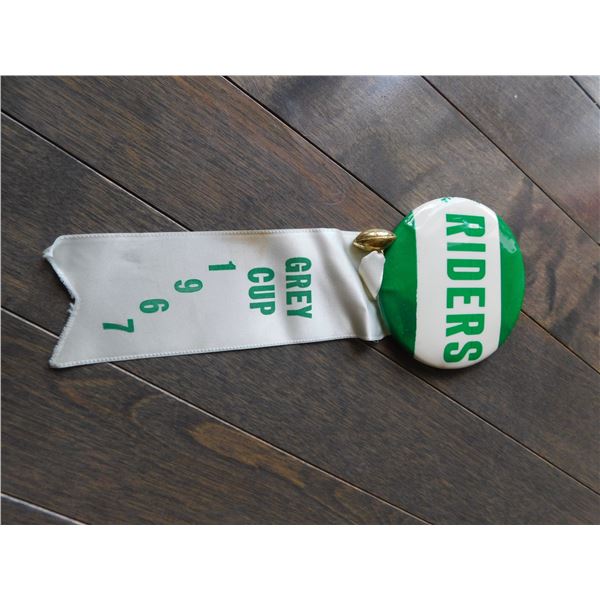 RIDER GREY CUP 1967, PINBACK AND RIBBON