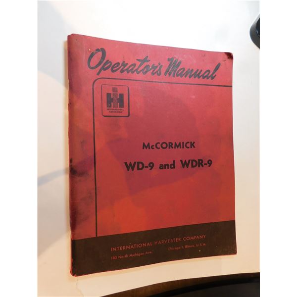 MCCORMICK WD-9 AND WDR-9 OPERATORS TRACTOR MANUAL