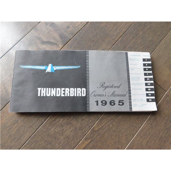 1965 FORD THUNDERBIRD, REGISTERED OWNER’S MANUAL