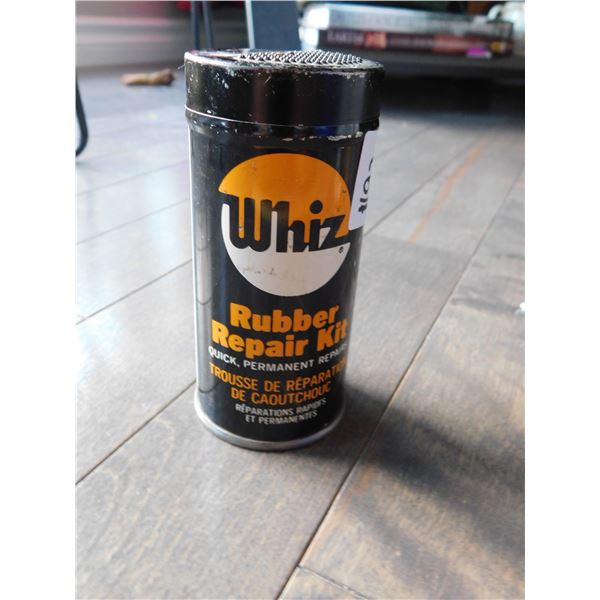 VINTAGE WHIZ RUBBER REPAIR KIT, TIN WITH SOME CONTENTS