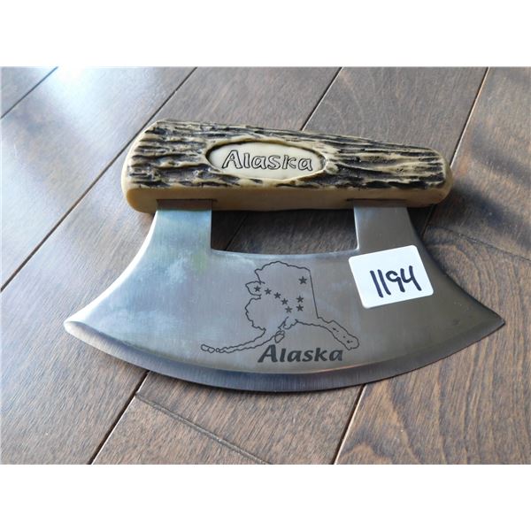 ALASKA, FAUX ANTLER HANDLE, ULU KNIFE, VERY SHARP