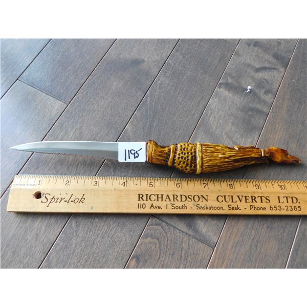VINTAGE CARVED HANDLE FISH KNIFE, VERY SHARP