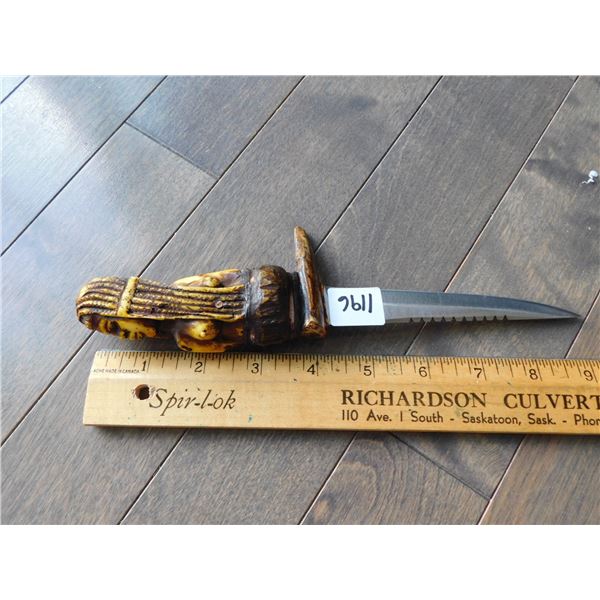 VINTAGE CARVED HANDLE FISH KNIFE, VERY SHARP