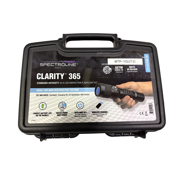 Spectroline Clarity 365 Standard-Intensity UV-A LED Inspection Flashlight with case (SPN-CLR365-SC) 