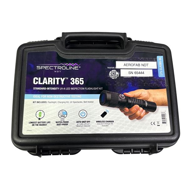 Spectroline Clarity 365 Standard-Intensity UV-A LED Inspection Flashlight with case (SPN-CLR365-SC) 