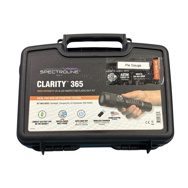 Spectroline Clarity 365 Standard-Intensity UV-A LED Inspection Flashlight with case (SPN-CLR365-HC) 