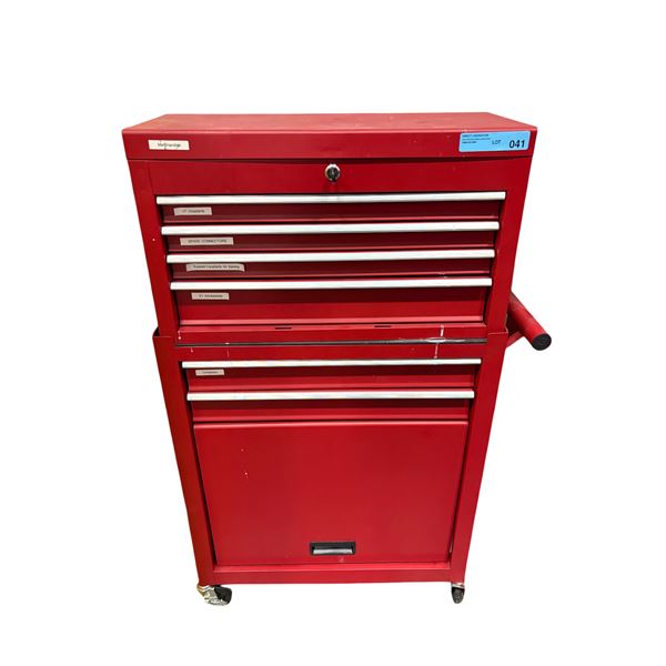 Red 2-in-1 Rolling 6-Drawer Tool Chest Combo w/ Bottom Cabinet (contents not included) - approx. 27i