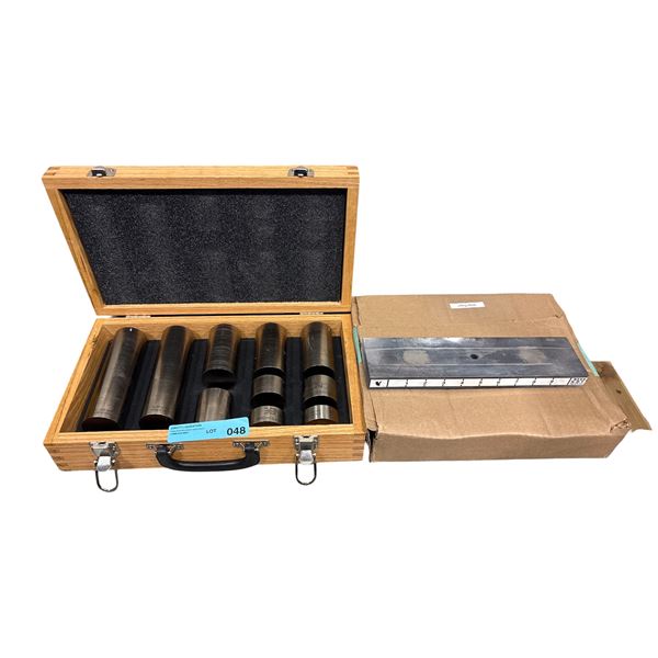 QNDE Ultrasonic Calibration Reference Standards Set w/ Wooden Case & REES NDT Magnetic Yoke Lifting 