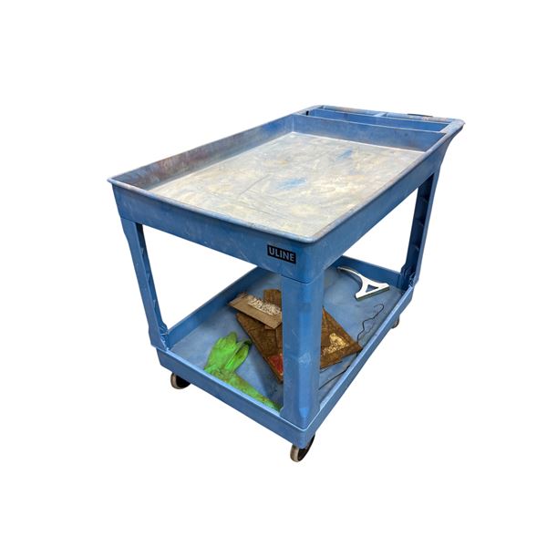 Uline 2-Shelf Plastic Utility Service Cart (Blue)