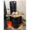 Image 2 : Lot of (4) Uline 55-Gallon Closed-Top Black Steel Drums (S-10759) w/ Chapin Sprayers & Bucket