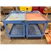 Image 2 : 2pc Uline 2-Shelf Plastic Utility Service Carts (Blue)