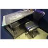 Image 1 : Steel Industrial Workstation Desk & Armless Mesh/Leather Office Chair (contents not included)