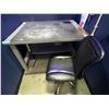 Image 2 : Steel Industrial Workstation Desk & Armless Mesh/Leather Office Chair (contents not included)