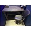 Image 1 : Steel Industrial Workstation Desk & Armless Mesh/Leather Office Chair (contents not included)