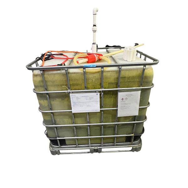 Uline H-3886 275-Gallon IBC Tote Tank with contents