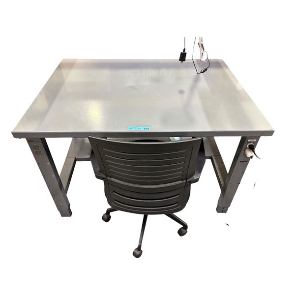 Uline Industrial Steel Table / Workbench & Office Chair (contents not included)