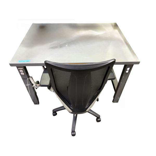 Uline Industrial Steel Table / Workbench & Office Chair (contents not included)