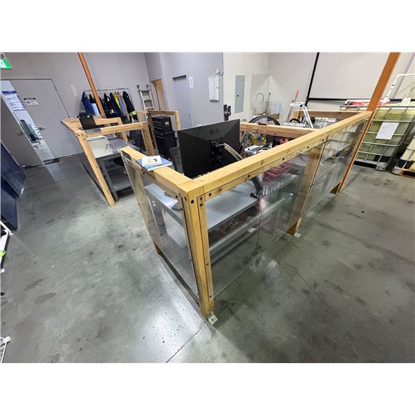 Custom Timber Frame Workstation Cubicles with Clear Acrylic/Plexiglass Shields (bidder responsible f