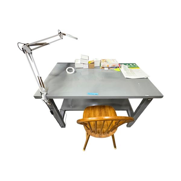 Uline Industrial Steel Table / Workbench & Office Chair (contents not included)