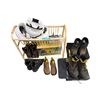 Image 1 : Assorted Work Safety Gear & Footwear Lot (Hard Hats, Steel-Toe Work Boots, Rattan Shelf & Accessorie
