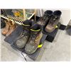 Image 3 : Assorted Work Safety Gear & Footwear Lot (Hard Hats, Steel-Toe Work Boots, Rattan Shelf & Accessorie