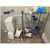 Image 3 : Wire Storage Racks & Cleaning Supplies Lot (Metal Shelving Units, Paper Towels, Cleaners & Trash Lin