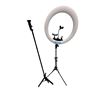 Image 1 : 18" LED Ring Light Kit on Adjustable Tripod Stand with Dual Smartphone Mounts & Extension Pole (miss