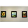 Image 1 : Set of 3 Framed Original Still Life & Landscape Oil Paintings (Sunflower, Birch Trees, Hydrangeas & 