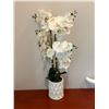 Image 2 : Artificial White Phalaenopsis Orchid Arrangement in Textured Ceramic Planter