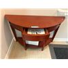 Image 3 : Traditional Cherry-Finish Demilune Console Table with Single Drawer & Lower Shelf