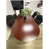 Image 2 : Mahogany Racetrack Conference Table with 6 Black Executive Chairs & Potted Artificial Plant