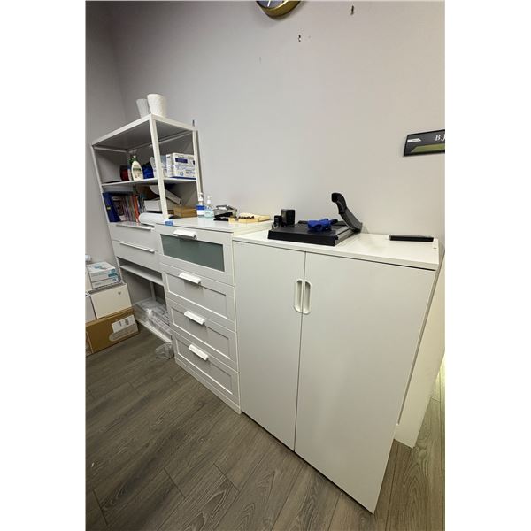 White IKEA office storage combination unit (does not include paperwork, documents)