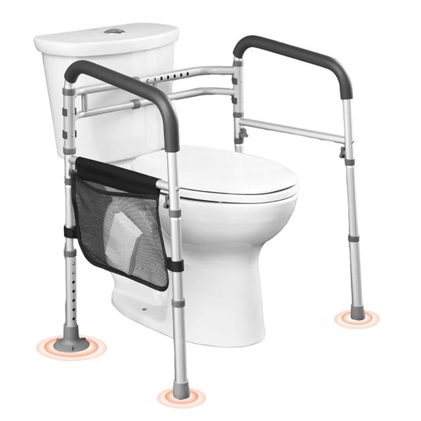 Brand New Foldable Adjustable Toilet Safety Rail – 300 lb Capacity