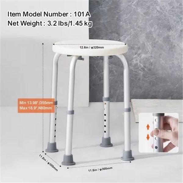 Brand New Adjustable Shower Chair Bath Stool – 300 lbs Capacity