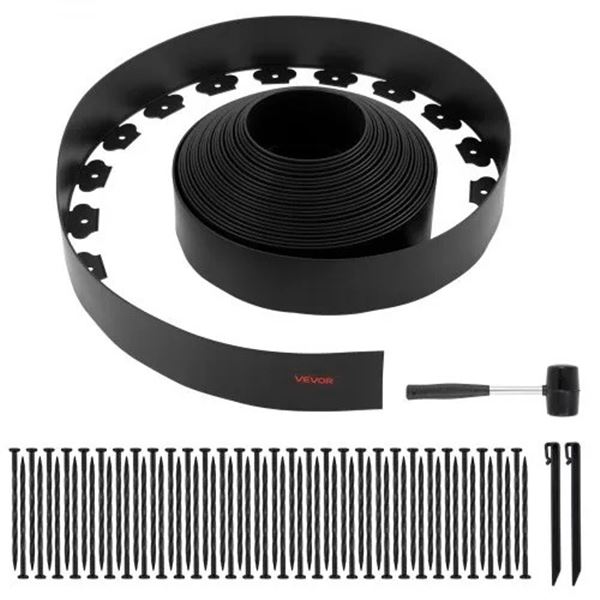 Brand New 66 ft x 4 in No-Dig Plastic Landscape Edging Kit with 60 Spikes